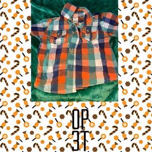 OP Kids Plaid Button Down Shirt - Blue and Orange